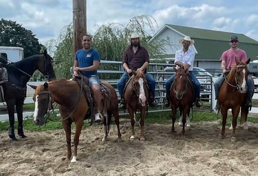 six horseback rides in an outdoor arena