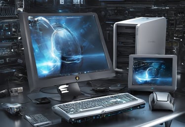 a desktop computer monitor and a desktop computer