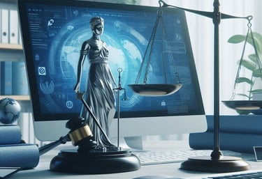 servico-de-traducao-juramentada-com-documentos-computador-e-estatua-na-mesa