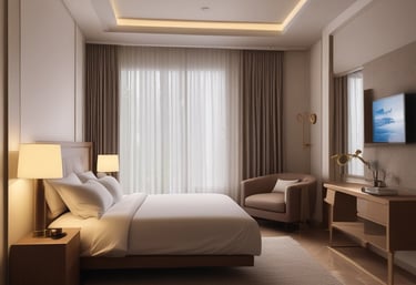 A vibrant event setup with elegant decorations and happy guests enjoying themselves.