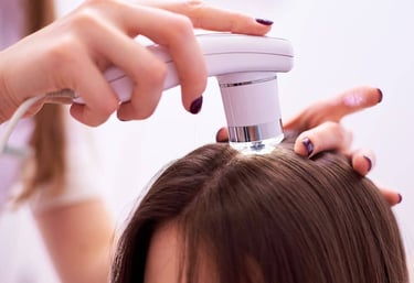 use of dermatoscope or trichoscope to analyze hair and scalp conditions