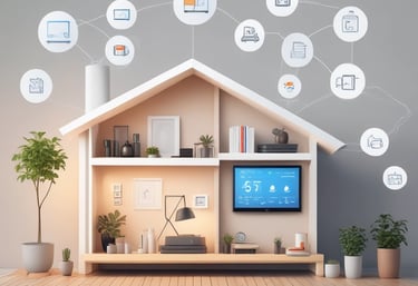 An outdoor view of a home equipped with smart security cameras and energy-efficient features.