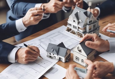 A friendly realtor assisting a couple in finding their dream home.