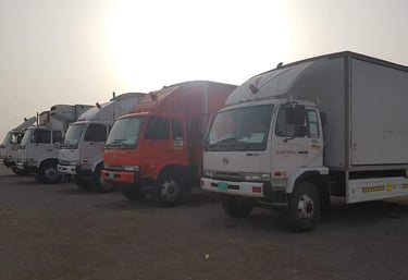 Our trucks at warehouse