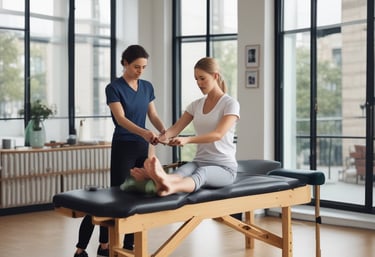 Sessão de fisioterapia com pilates na clínica odontológica e médica na Lapa PR