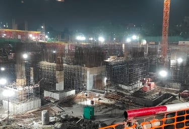 a construction site with a crane and a crane