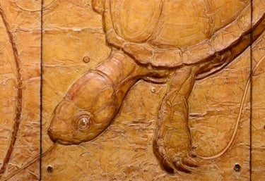 Sliders Down - Slider Turtles relief sculpture - Marcel Jovine Prize NSS - Jeremiah D Welsh