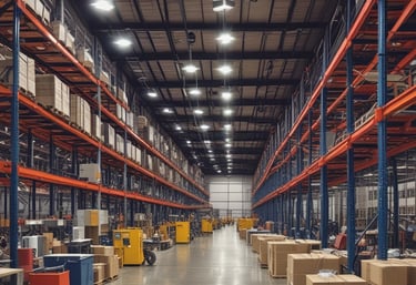 A bustling marketplace with several people engaged in various activities. A man sits atop large burlap sacks filled with goods, wrapped in a shawl, observing the surroundings. The market has a narrow pathway with crowded stalls and a canopy of makeshift coverings. The atmosphere appears lively with a focus on trade and commerce.