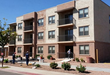 multistory apartment complex in phoenix arizona with maintenance being done