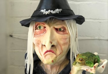 3D sculpted custom witch cake for Wrexham customer