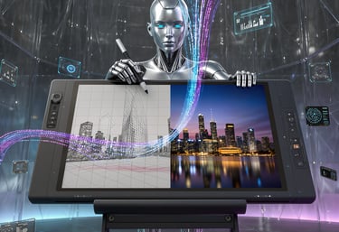 a robot with a tablet