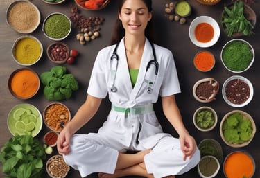 a woman meditating in a yoga pose