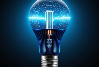 a light bulb bulb with a blue light bulb inside