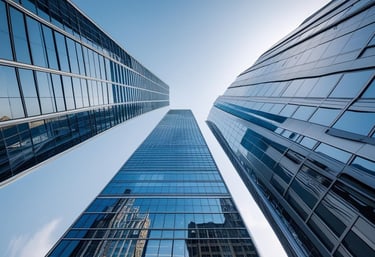 a view of a city skyline with skyscrapers and skyscrapers