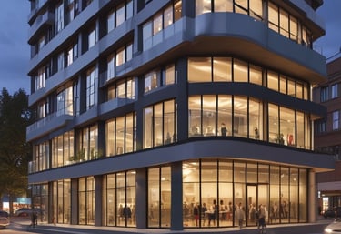 A web browser window displaying a website homepage with text promoting easy marketplace creation using Airtable without coding. The design includes a dark background, bright accent colors, and a gradient border. There is a navigation menu with options like Product, Use Cases, Explore, and others. A call-to-action button labeled 'Start for free' is featured prominently.