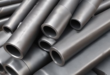 A collection of dark metal objects, possibly ancient tools or artifacts, is displayed on a light colored board. The objects vary in shape and size, including pointed needles, round discs, and intricate ornamental pieces. Each item is carefully arranged and is mounted upright for viewing.