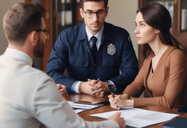 A security guard monitoring a surveillance camera.