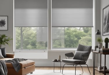 A modern workspace setup featuring a smartphone on a wireless charging stand, displaying a home automation app interface. Next to it is a black portable speaker, and a potted plant adds a touch of greenery. A computer monitor is partially visible in the background.