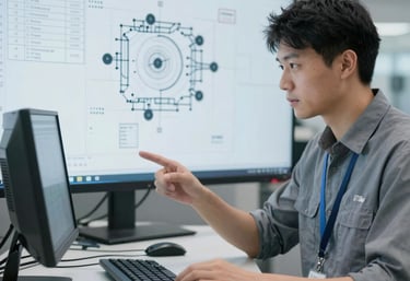 Robotic arm loading a mould machine in a bright manufacturing facility.