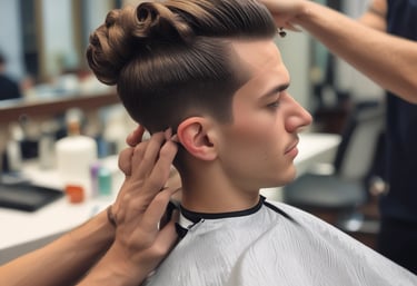 A stylish hair salon interior with modern decor.