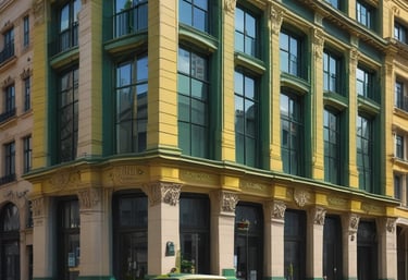 Modern city skyline with digital network overlay representing global financial connections.