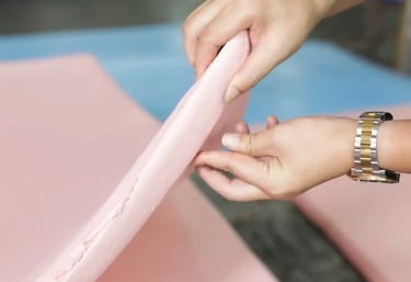 Foam calibrated to target thickness for fitness accessories manufacturing