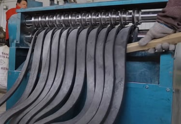 Rubber sheets cut into strips for further molding and production