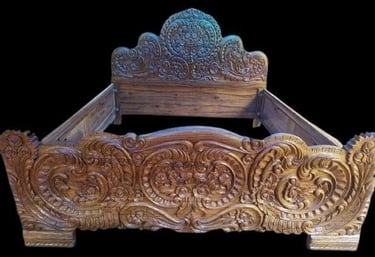 Teak Wood Bed with Hidden Storage Drawers