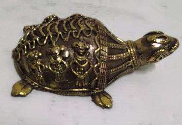 "Traditional brass tortoise–handcrafted decorative art for good luck and positivity-Globally tradable"