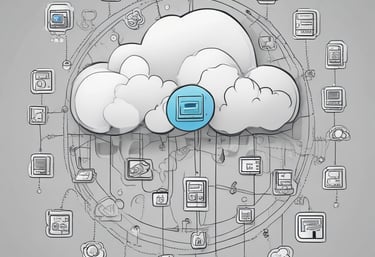 A person wearing a white mask is interacting with a network server, handling blue cables. The setup is illuminated with blue lights, suggesting a technological environment.