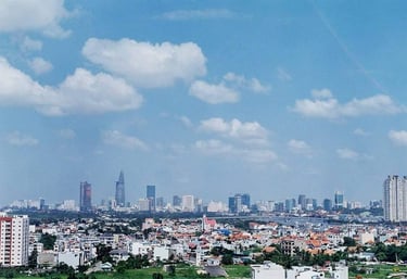 View of Saigon on a sunny day shot on film