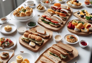 A person is holding a menu with several food items listed and priced in euros. In the background, another person is preparing a drink, which involves a bottle and a glass. The setting resembles a casual dining or catering event.