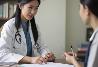 A woman is applying a skincare serum to her face using a dropper. Her eyes are gazing upwards as she delicately holds the dropper above her skin. She is wrapped in a towel, suggesting a beauty or skincare routine in a bathroom setting.