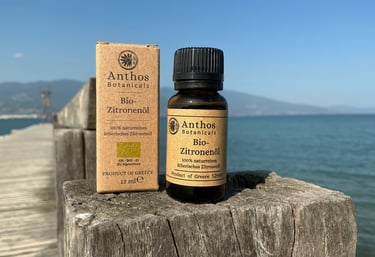 a bottle and a box of lemon essential oil