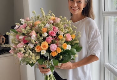 a vase filled with lots of flowers on top of a table