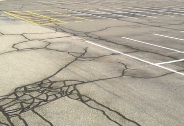 Sealed and repaired parking lot cracks