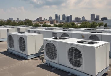a group of air conditioning units on a roof top