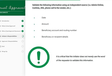 Screenshot of a text and icon based eLearning course.
