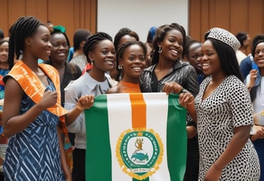 A group of diverse women engaged in a discussion, symbolizing empowerment and leadership.
