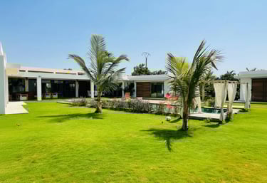 a lawn with a lawn and a lawn chair