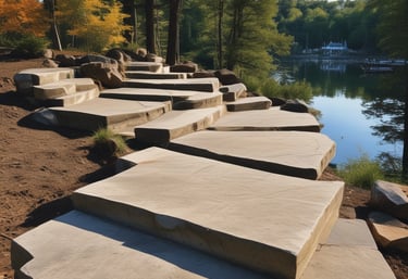 A close-up view of textured concrete with visible lines and small pebbles embedded in the surface.