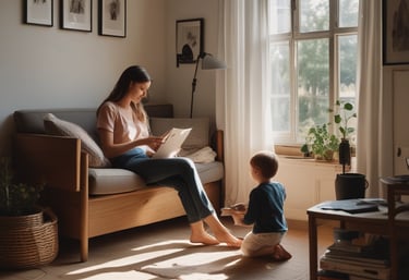 A focused person working on a laptop in a cozy home office setting.