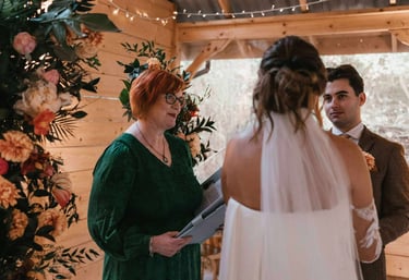Celebrant led wedding ceremony in a barn setting
