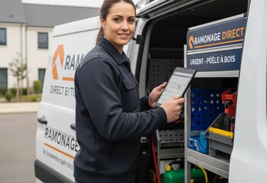 Ramoneuse Ramonage Direct en intervention rapide pour un poêle à bois