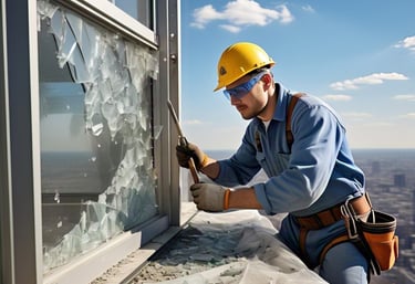 Cambio de vidrios en altura