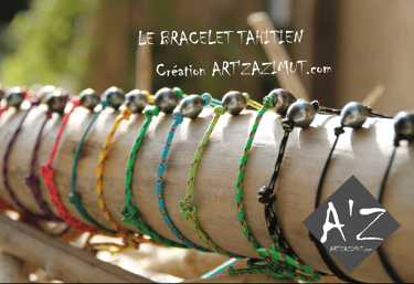 Bracelet tahitien avec perle de Tahiti montée sur un cordon marin coloré