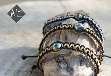 bracelets tressés en perle de Tahiti 
