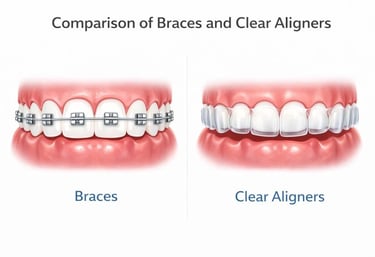 Comparison of braces and clear aligners for orthodontic treatment