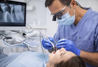 Root canal treatment procedure performed by a dentist
