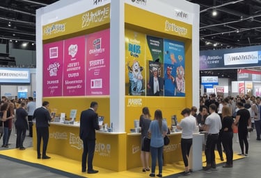 Close-up of hands assembling a custom presskit with branded materials on a wooden table.